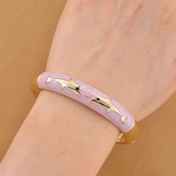 Emaille-Armreif mit Fischmotiv, Rosa, ca. 18,5 cm image number 3