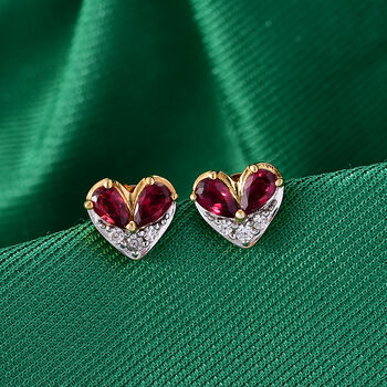 GP Amore Kollektion - Afrikanischer Amethyst, Wei&szlig;er Zirkon Ohrringe 925 Silber 750 Gelb Vergoldet ca. 0.99 ct