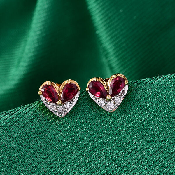 GP Amore Kollektion - Afrikanischer Amethyst, Wei&szlig;er Zirkon Ohrringe 925 Silber 750 Gelb Vergoldet ca. 0.99 ct image number 1