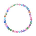 Mehrfarbige Kristall Halskette, ca. 50 cm, silberfarben