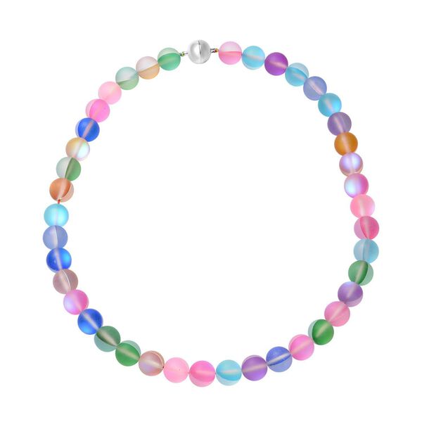 Mehrfarbige Kristall Halskette, ca. 50 cm, silberfarben