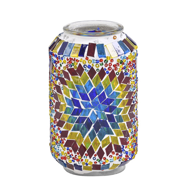 Handgefertigte orientalische Mosaik Glas Tischlampe - Zylinderform, Größe 13x13x40 cm, Mehrfarbig image number 2