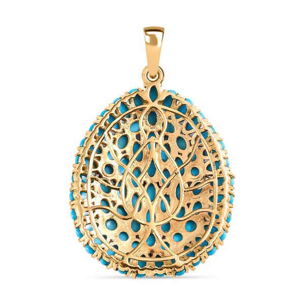 Amerikanischer, natürlicher Sleeping Beauty Türkis Anhänger, 925 Silber vergoldet ca. 14.41 ct image number 5