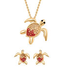 2er Set - Weißer Kristall, Rosa Kristall Halskette und Ohrringe, goldfarben