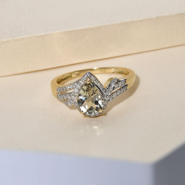 AAA Turkizit und Diamant-Ring, I2 G-H, 585 Gelbgold  ca. 1,37 ct image number 2