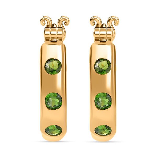 Nat&uuml;rlicher Chromdiopsid Ohrringe 925 Silber vergoldet ca. 0.77 ct image number 0