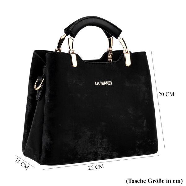 LA MAREY Crossbody Tasche mit Rei&szlig;verschlussf&auml;chern und verstellbarem Schulterriemen, 25x20x11cm, Schwarz image number 8