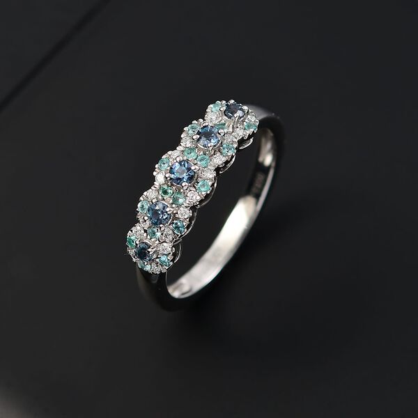 RHAPSODY zertifiziert und gepr&uuml;ft AAAA Alexandrit, Paraiba Turmalin und VS-EF Diamant Ring in 950 Platin - 0,62  ct. image number 1