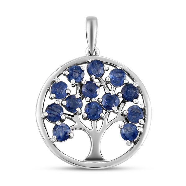 Masoala Saphir (Fissure gef&uuml;llt) Lebensbaum-Anh&auml;nger, 925 Silber platiniert ca. 2,52 ct