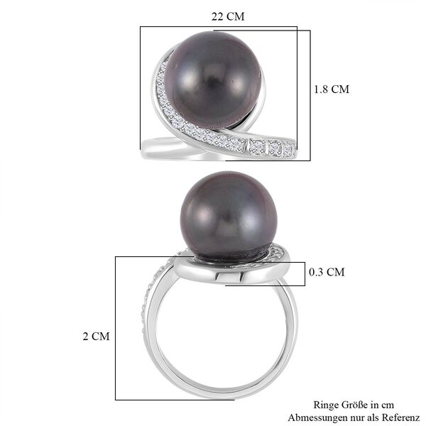 12-13mm Tahiti Perle und Zirkon Ring - 0,45 ct. image number 7
