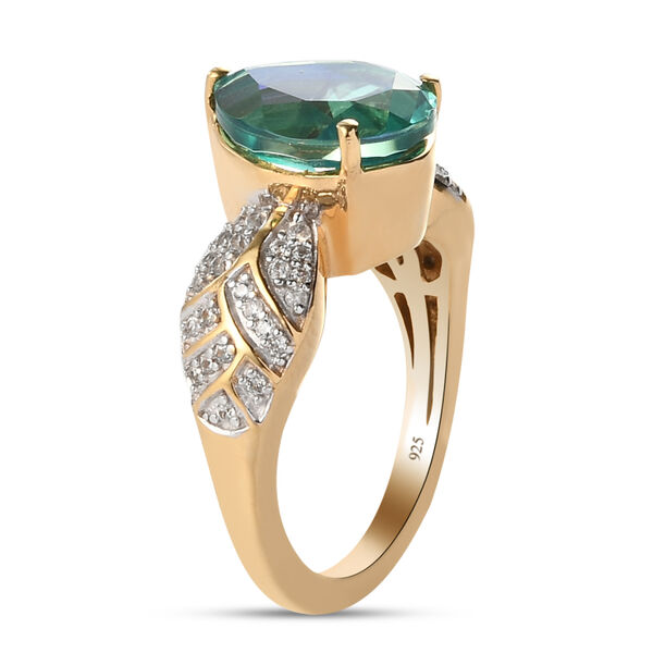 Pfau Triplett Quarz und Zirkon Ring 925 Silber vergoldet image number 5