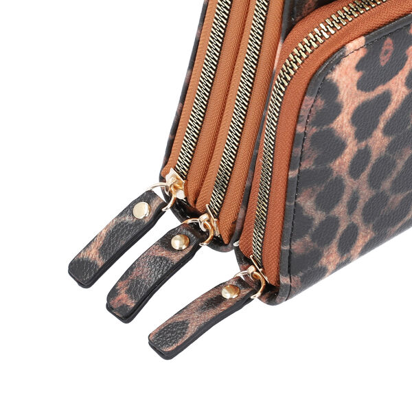 Schultertasche mit Leopardenmuster mit RFID Schutz, Gr&ouml;&szlig;e 11x7x18 cm, Braun image number 5