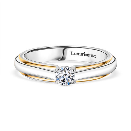Lab Grown Diamant SI Ring 925 Silber Rhodiniert und 750 Gelbgold Vermeil (Größe 18.00) ca. 0,50 ct image number 0