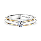 Lab Grown Diamant SI Ring 925 Silber Rhodiniert und 750 Gelbgold Vermeil (Größe 18.00) ca. 0,50 ct