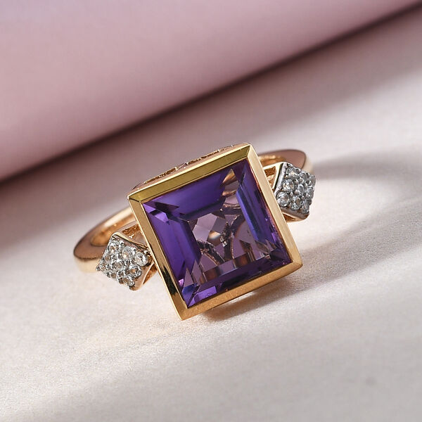 Lusaka Amethyst und Zirkon Ring 925 Silber vergoldet  ca. 4,00 ct image number 2