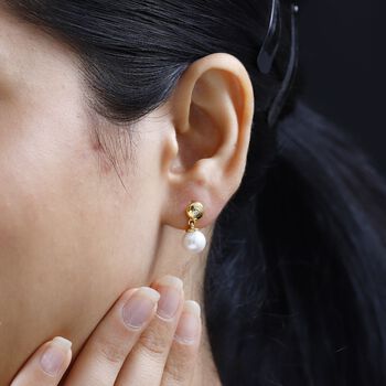 S&uuml;&szlig;wasserperlen und Zirkon Ohrringe - 7,36 ct.