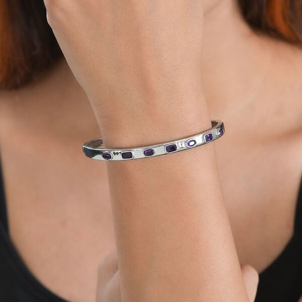 Afrikanischer Amethyst Armreif ca. 19 cm Edelstahl ca. 1.70 ct image number 2