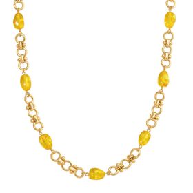 Simulierter Gelber Bernstein Halskette ca. 50 cm Std Gelb ca. 80.00 ct