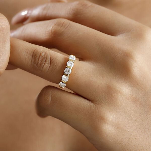 Moissanit Ring, 925 Silber 750 Gelbgold Vermeil - 1,13 ct. image number 3