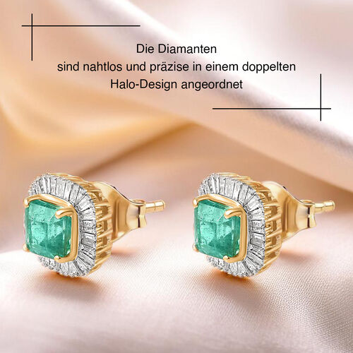 AAA Smaragd und Diamant Ohrringe in 375 Gold - 1,67 ct. image number 1