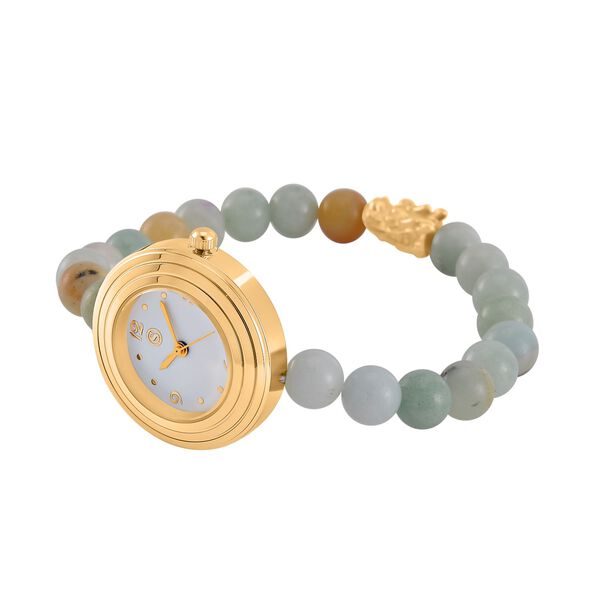 Mehrfarbiger Amazonit Uhren Reiner Edelstahl Bicolor flexibel ca. 50,00 ct. image number 4