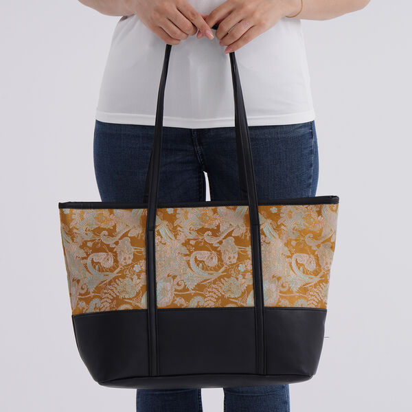 Große Tragetasche mit Libellenmuster, 48×29×14 cm, Gelb image number 2