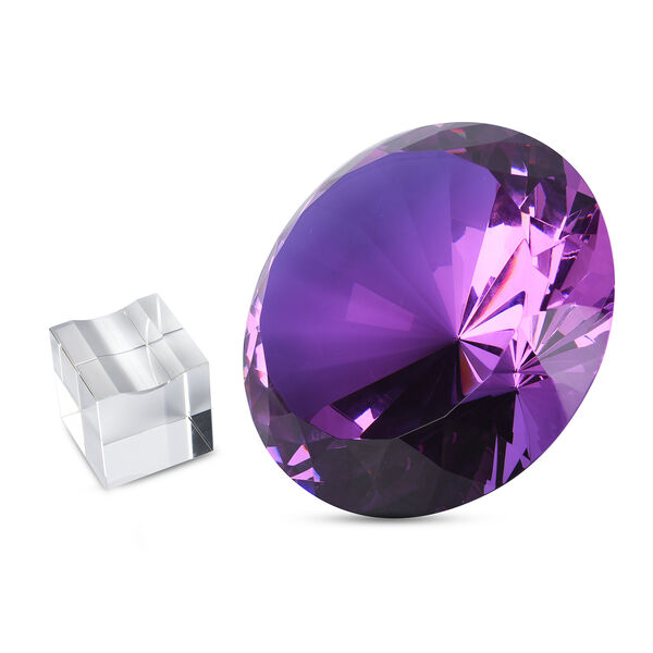 Diamantschliff Lila Glaskristall mit St&auml;nder in Geschenkbox, Gr&ouml;&szlig;e: 20 cm, Amethyst image number 4