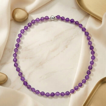 D'Joy AAA Afrikanischer Amethyst Halskette ca. 50 cm 925 Silber Rhodiniert ca. 300,00 ct.