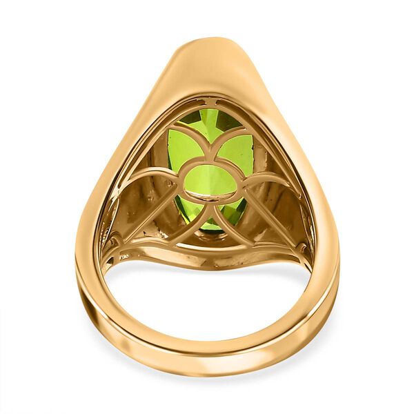 Chartreuse Quarz Ring, 925 Silber Gelbgold Vermeil (Gr&ouml;&szlig;e 17.00) ca. 6.86 ct image number 6