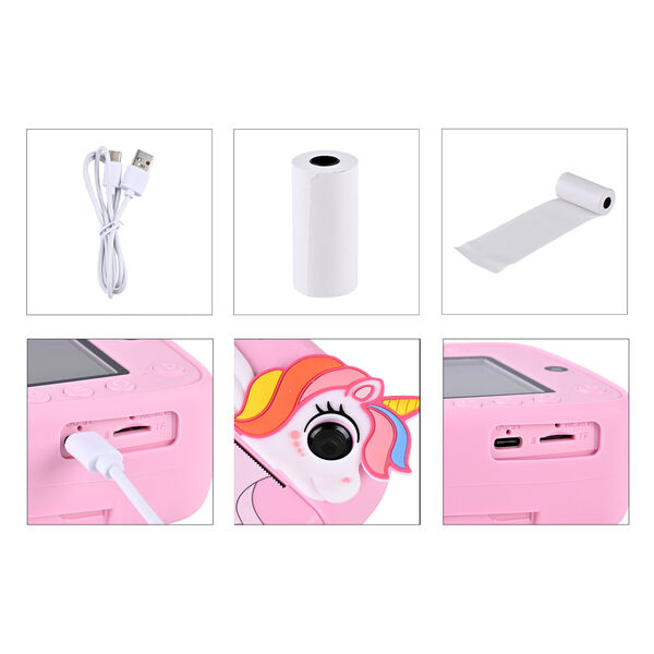 Kinder-Digitalkamera mit Sofortdruck-Funktion und Doppellinse, 10x4,5x10 cm, Rosa image number 7