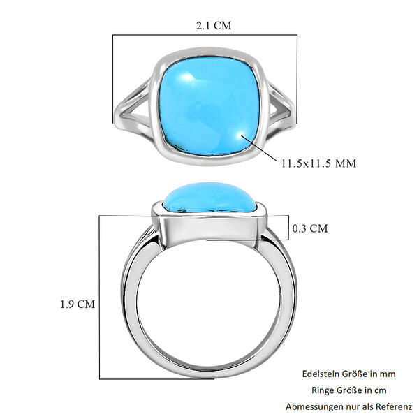 Natürlicher Sleeping Beauty Türkis Solitär Ring 925 Silber Platin-Überzug image number 6