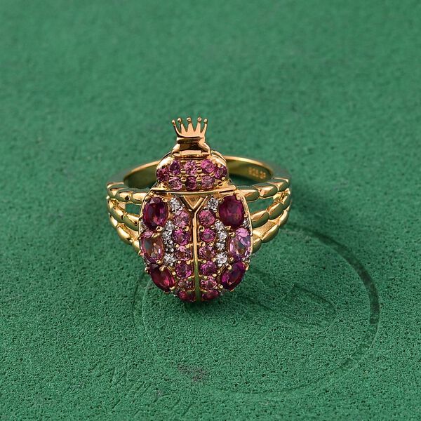 GP Trionfo Kollektion- Rhodolith Granat, Lotus Granat, Zirkon und blauer Saphir Ring - 2,41 ct. image number 2