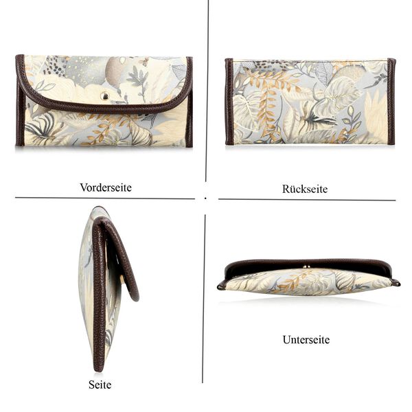 2er Set - Handtasche und Geldbörse, Baumwolle, Grau Floral image number 7