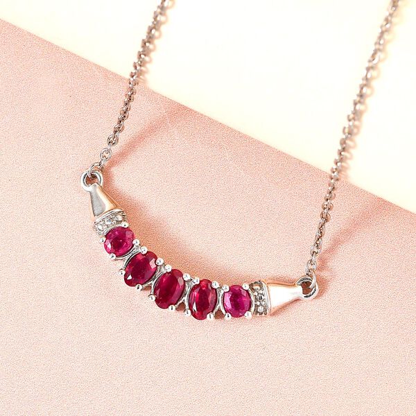 Afrikanische Rubin Halskette, (Fissure gef&uuml;llt), ca. 45 cm, 925 Silber platiniert ca. 1,62 ct image number 3