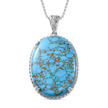 Blauer Mojave T&uuml;rkis Anh&auml;nger mit Kette, 316L Edelstahl ca. 70.00 ct