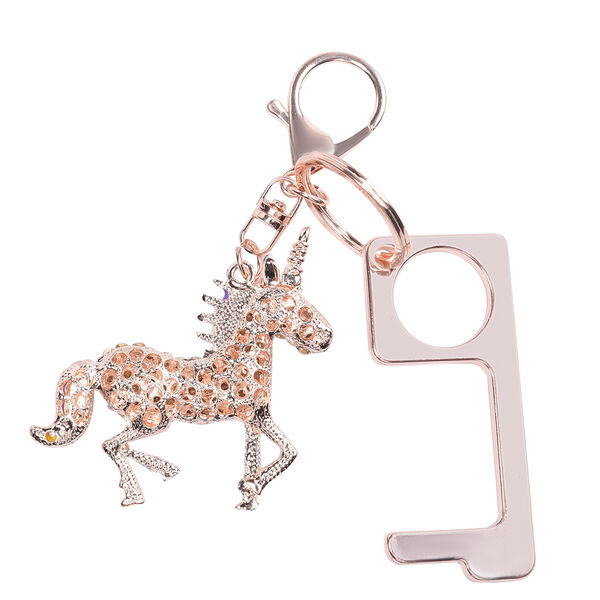 Schwarzer und Wei&szlig;er Kristall Einhorn-Schl&uuml;sselanh&auml;nger image number 3