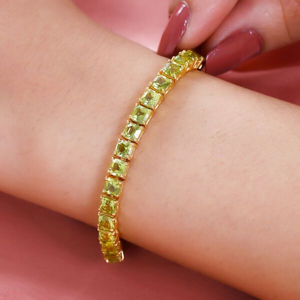 Nat&uuml;rliches Peridot-Armband, 925 Silber vergoldet, 19 cm, 15,39 ct. image number 3