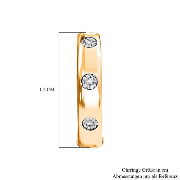 Weißer Diamant P Ohrringe 925 Silber Gelbgold Vermeil ca. image number 5