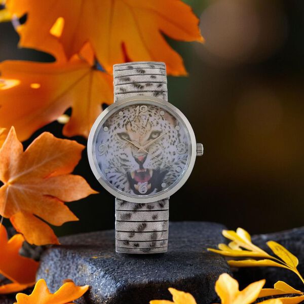 STRADA - Japanisches Uhrwerk, Flexible Uhr, Schneeleopard image number 1