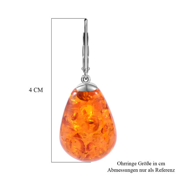 Natürlicher, baltischer Bernstein Ohrringe, 925 Silber platiniert ca. 30,00 ct image number 3