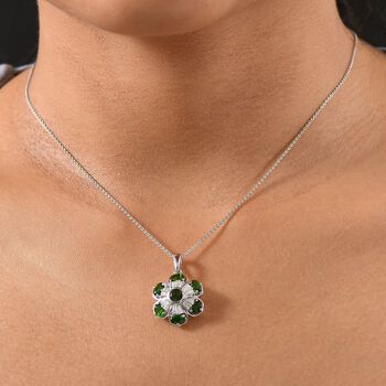 Nat&uuml;rlicher Chromdiopsid Schmuckset 925 Silber rhodiniert ca. 2.24 ct