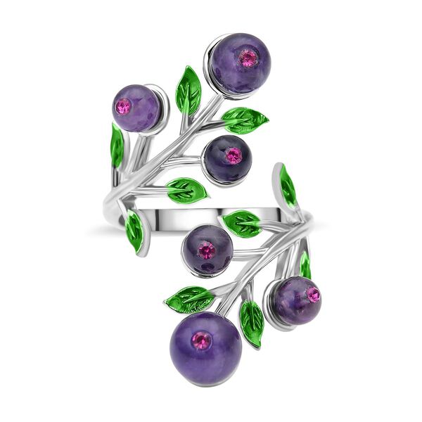 Afrikanischer Amethyst und lila Kristall Ring, Messing (Größe 16.50) image number 5