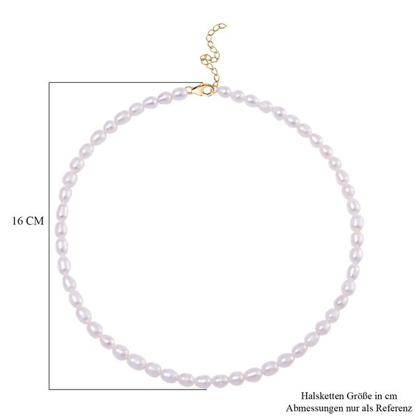 Wei&szlig;e S&uuml;&szlig;wasser Perle (6-10 mm) Halskette ca. 45 cm 925 Silber vergoldet image number 4