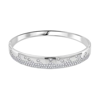 Wei&szlig;er Zirkonia Armreif ca. 19 cm Nickelfreies Messing, Silberfarben