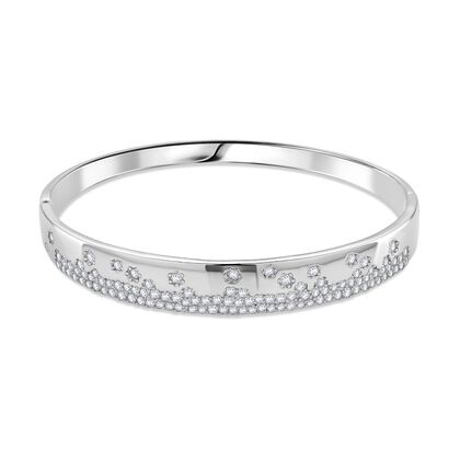 Wei&szlig;er Zirkonia Armreif ca. 19 cm Nickelfreies Messing, Silberfarben