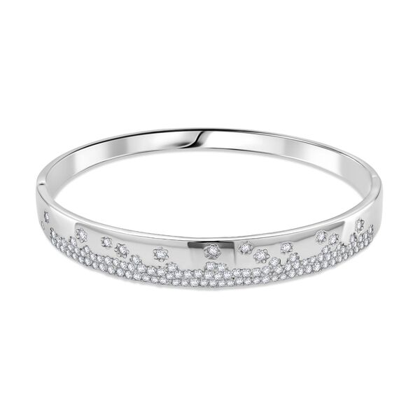 Wei&szlig;er Zirkonia Armreif ca. 19 cm Nickelfreies Messing, Silberfarben image number 0