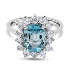 AAA Ratanakiri Blauer Zirkon und Zirkon Halo Ring 375 Weißgold image number 0