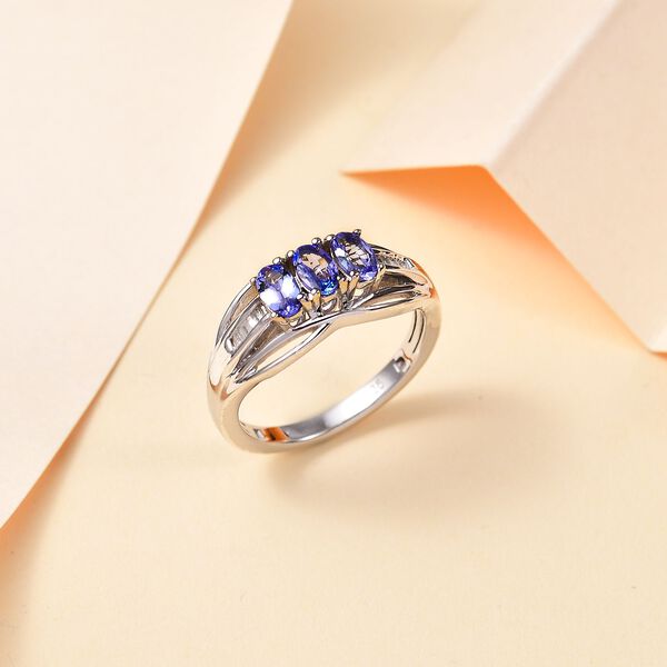 Tansanit und Diamant Ring, 925 Silber rhodiniert - 0,79 ct. image number 2