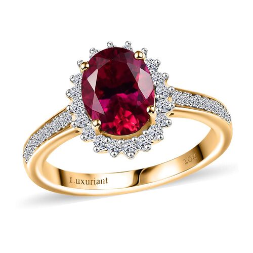 AAA Lab Grown Bixbite, Lab Grown Diamant Ring 417 Gold (Größe 16.50) ca. 2,81 ct image number 0
