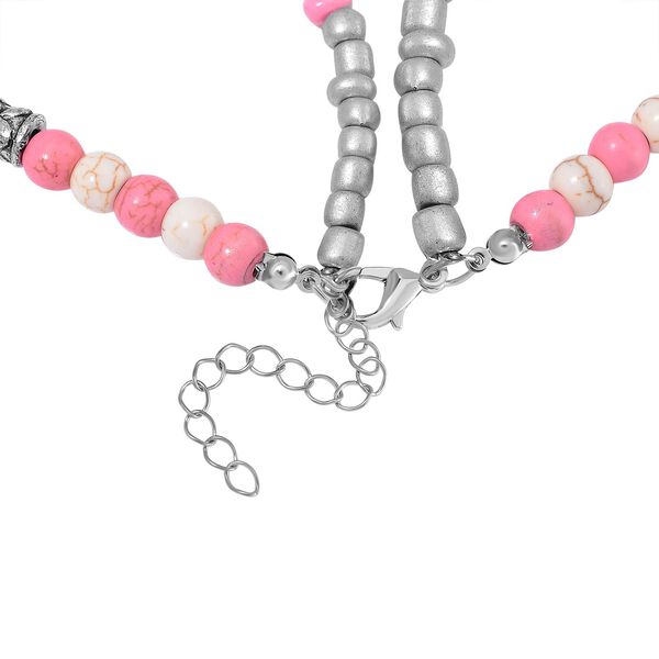 2er Set - Almandin, Weißer Howlit Halskette ca. 50 cm + 5 cm Extener, Antik-silber-Plattierung ca. 111.05 ct image number 4